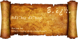 Béky Ákos névjegykártya